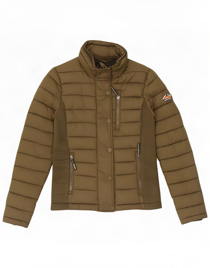 Женская стеганая куртка Superdry UK 10, маленький нейлон цвета хаки