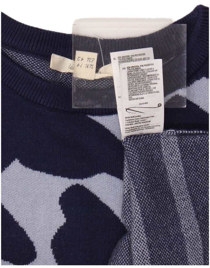 Женский джемпер с круглым вырезом WHITE STUFF UK 14, большой темно-синий в полоску