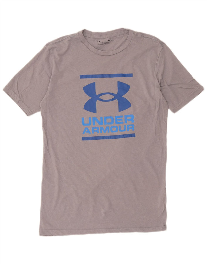 Мужская футболка с рисунком Under Armour, хлопковый топ среднего серого цвета