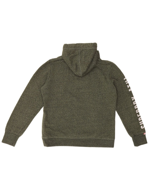 Женский джемпер с капюшоном Superdry UK 14, большой зеленый хлопок с крапинками
