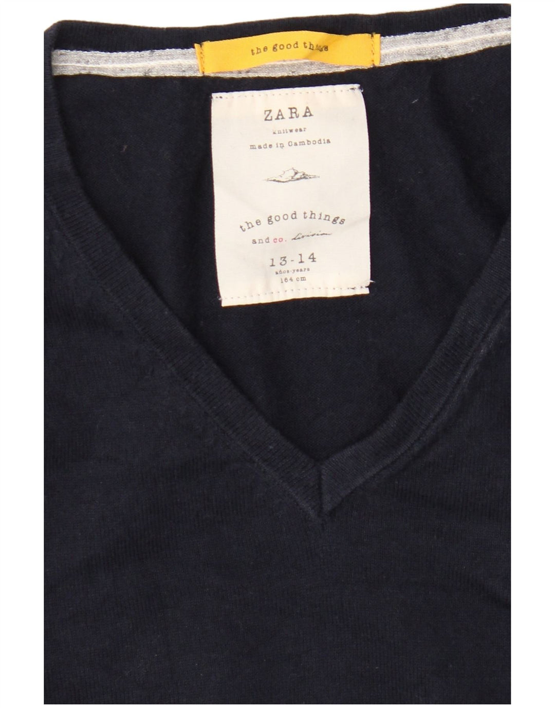Джемпер с v-образным вырезом Zara для мальчиков 13–14 лет, темно-синий