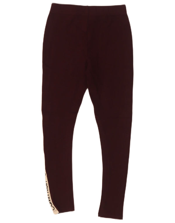 Calvin Klein Womens Graphic Leggings UK 4 XS Maroon Colourblock Rayon