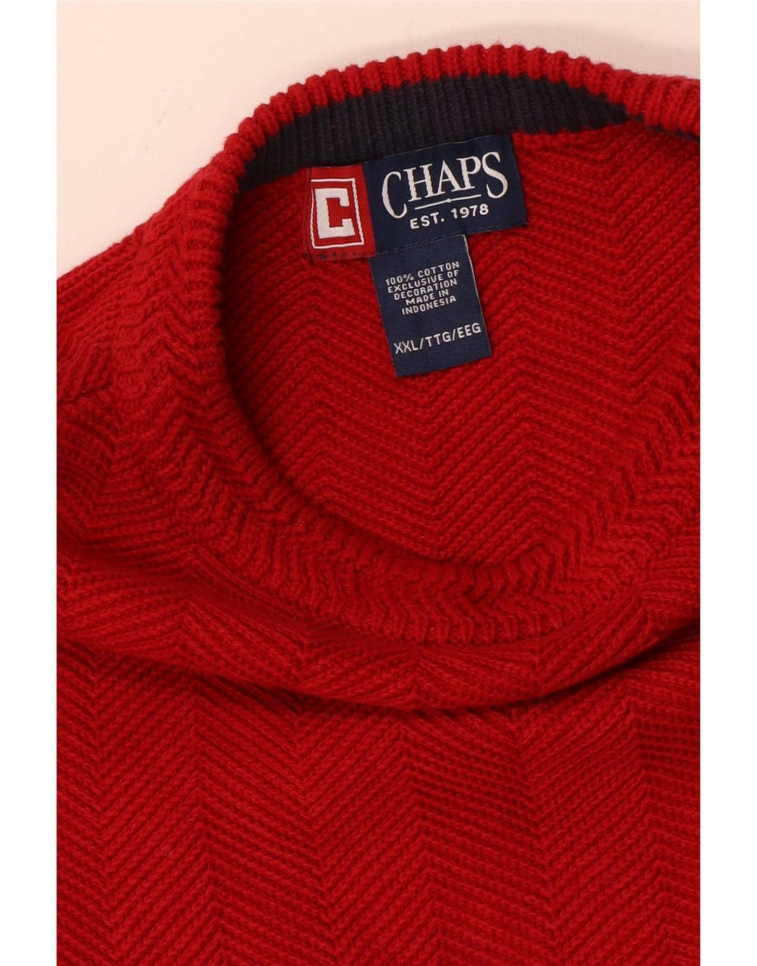 Мужской джемпер с круглым вырезом Chaps, 2XL, красный хлопок с узором «елочка»