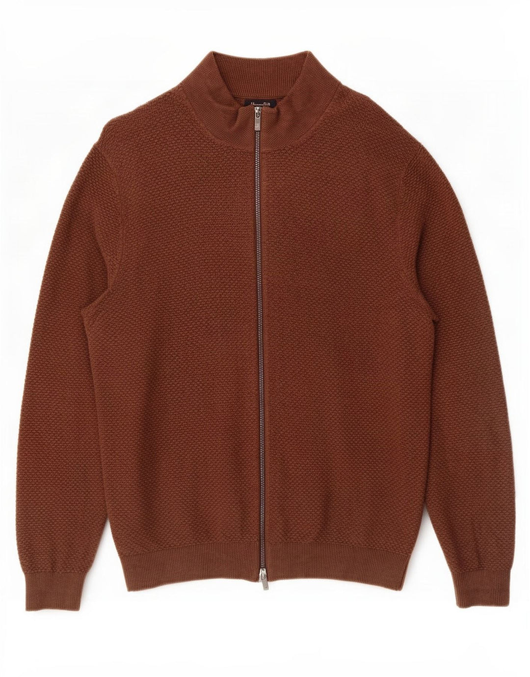 Мужской кардиган Massimo Dutti, большой коричневый хлопковый свитер