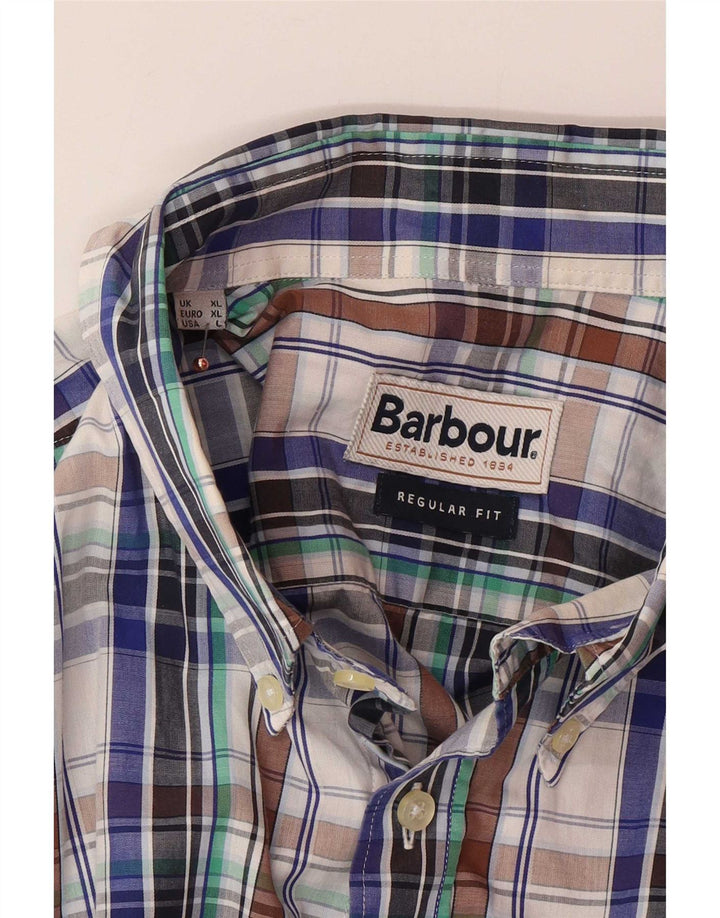 Мужская рубашка стандартного кроя с коротким рукавом Barbour XL в разноцветную клетку