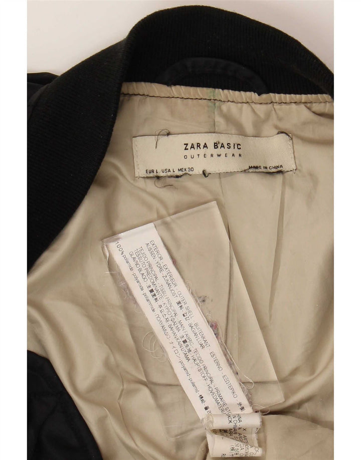 Женский укороченный бомбер Zara Oversized UK 16, большой черный полиамид