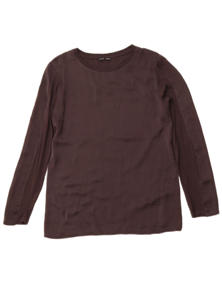 Женский топ ZARA с длинным рукавом UK 12, средний, черный, синтетический