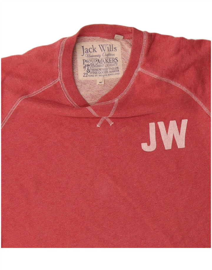 JACK WILLS Мужской свитшот с рисунком, хлопковый джемпер среднего красного цвета