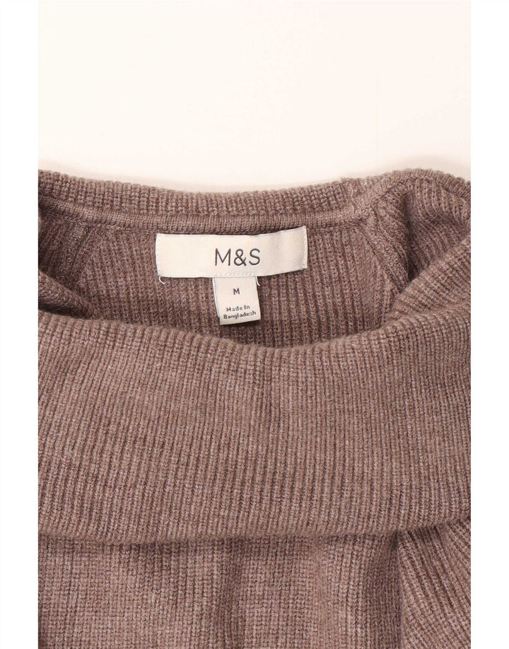 Женский джемпер с высоким воротником Marks & Spencer UK 14, средний коричневый вискоза