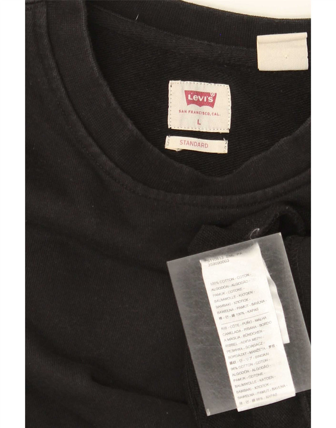 Мужской джемпер стандартного кроя Levi's, большой черный хлопковый джемпер