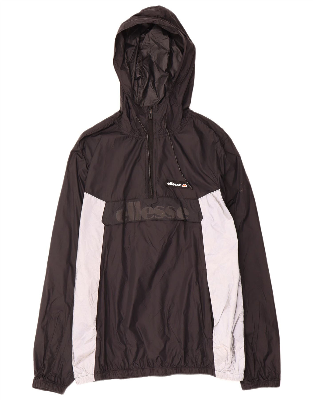 Мужской анорак с капюшоном ELLESSE UK 40, большой черный цвет с цветными блоками