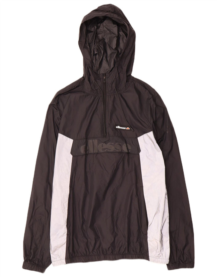 Мужской анорак с капюшоном ELLESSE UK 40, большой черный цвет с цветными блоками