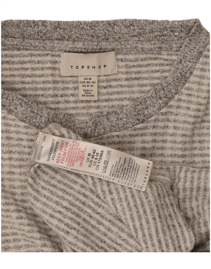 Женский укороченный топ Topshop с длинным рукавом UK 14, полиэстер среднего серого цвета