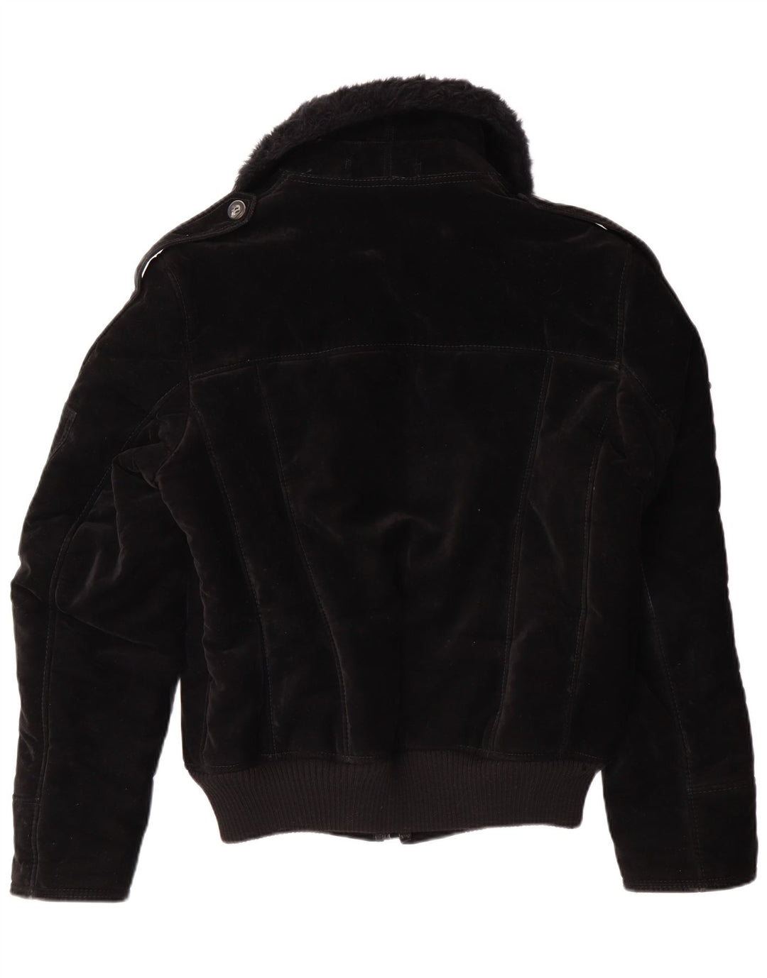 ВИНТАЖНАЯ Женская куртка из шерпы UK 12, средний черный, вискоза