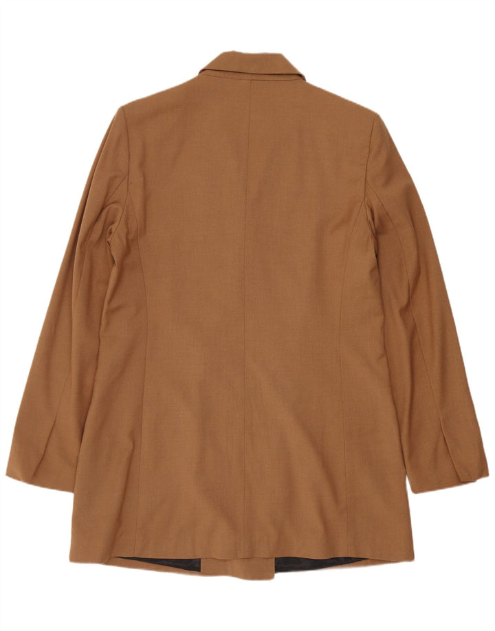 Женский удлиненный двубортный пиджак Zara UK 12, средний коричневый цвет