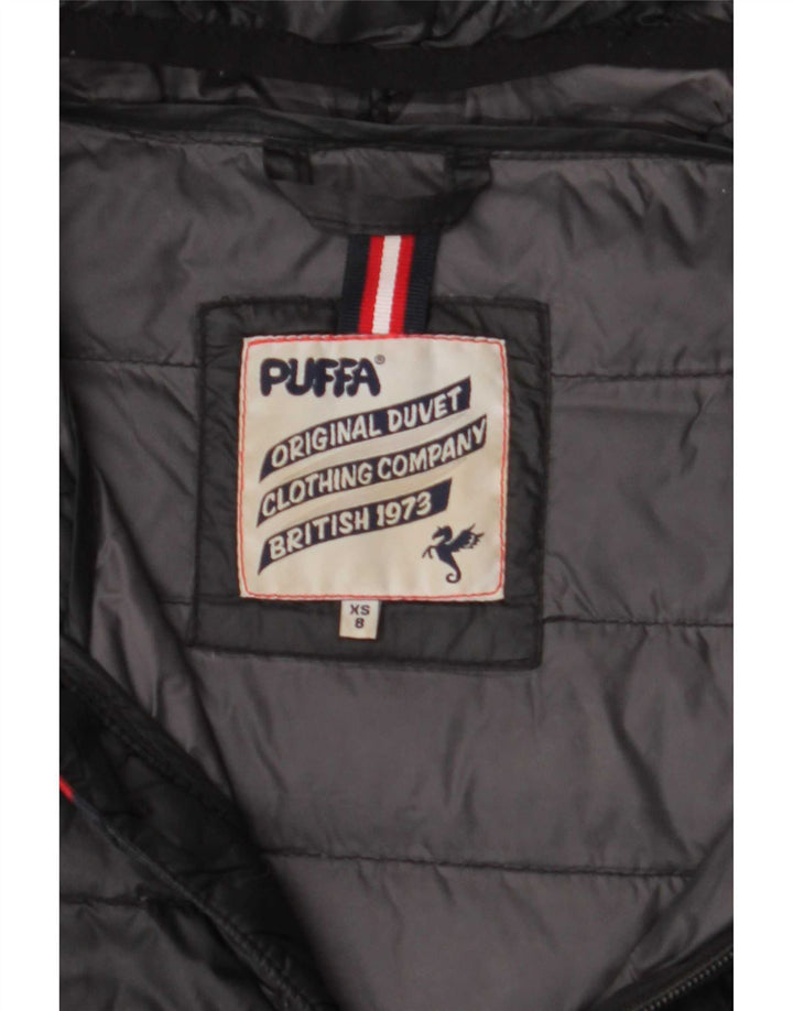 Женское пуховое пальто с капюшоном Puffa UK 8, маленький черный нейлон