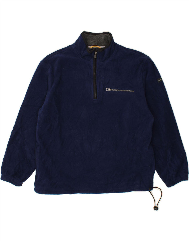 IZOD Mens Zip Neck Fleece Jumper Large Navy Blue Polyester Vintage Izod and Second-Hand Izod from Messina Hembry 