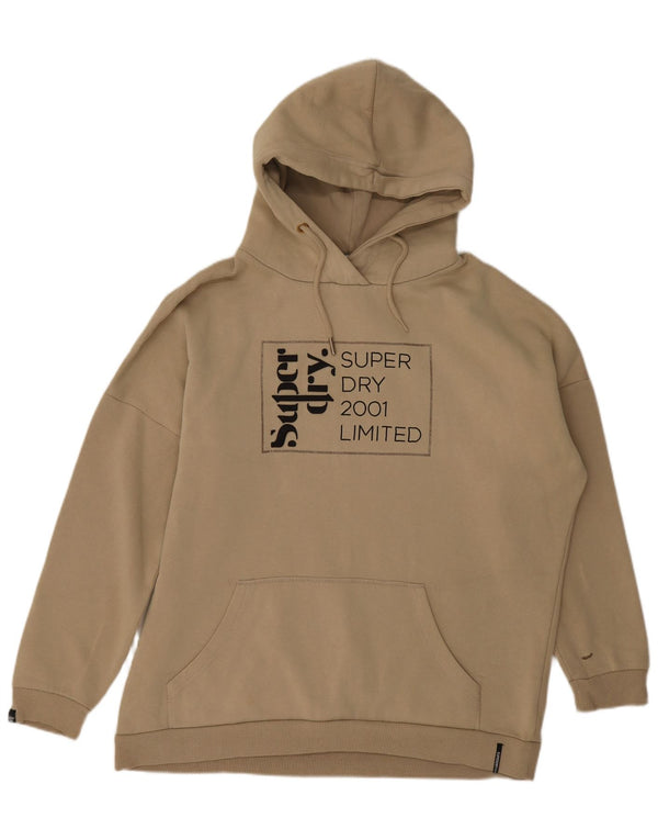 Женский джемпер с капюшоном Superdry Oversized с рисунком UK 12, средний бежевый, хлопок