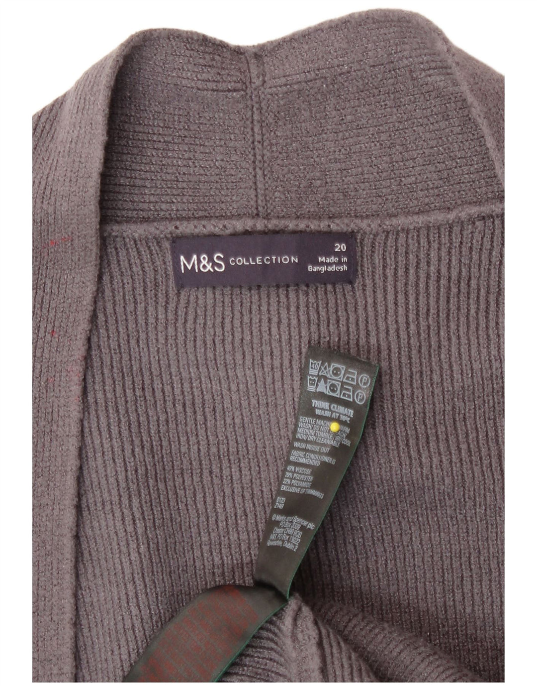 Женский открытый кардиган Marks & Spencer UK 20 2XL Серый вискоза