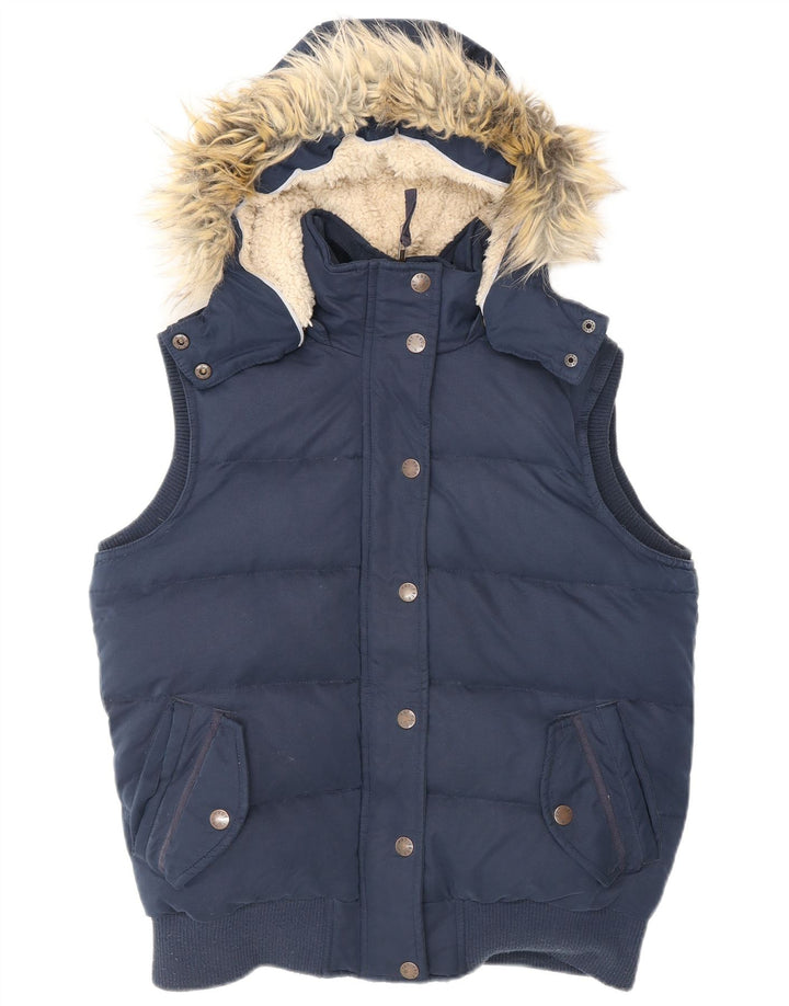 Женский утепленный жилет с капюшоном Fat Face UK 12, средний темно-синий полиэстер
