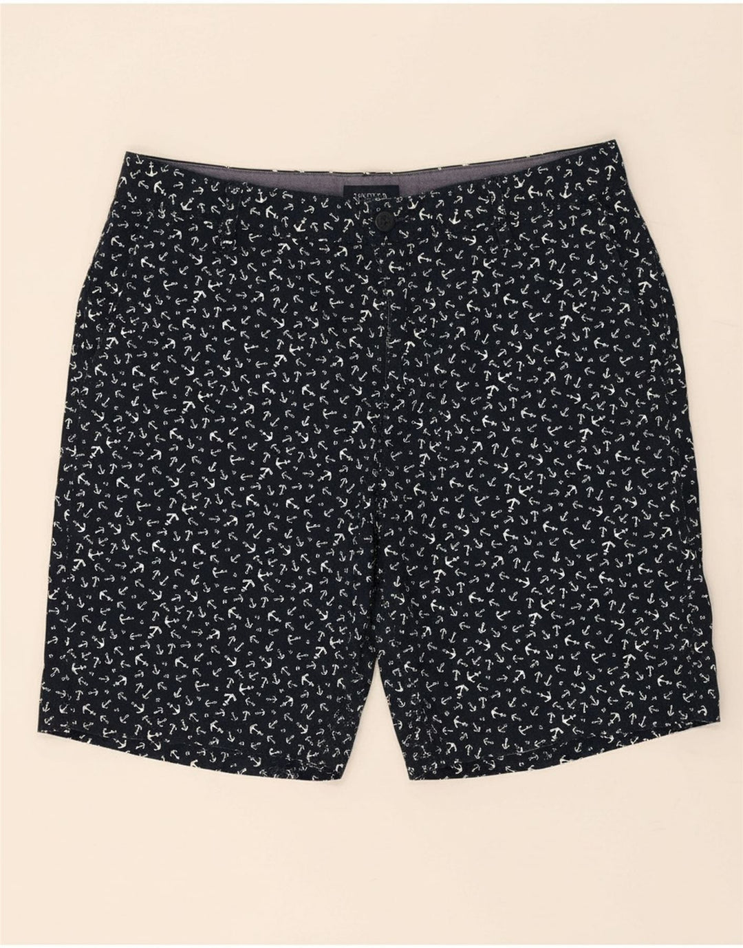 NAUTICA Mens Chino Shorts W33 Medium  Navy Blue Spotted Cotton