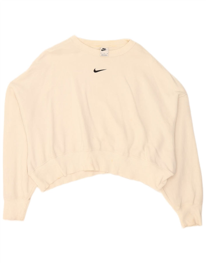 Женский укороченный свитшот оверсайз Nike UK 14, средний размер, белый хлопок