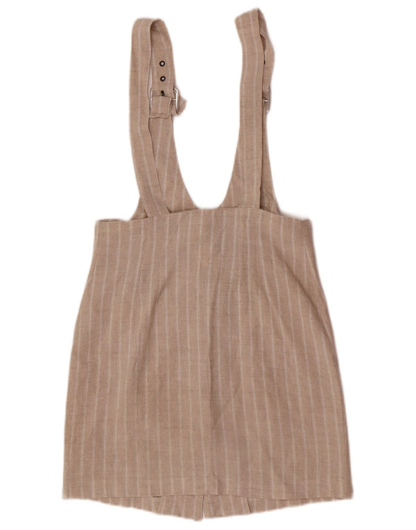 Винтажная женская комбинезон-юбка среднего размера W30, бежевая полоска из вискозы