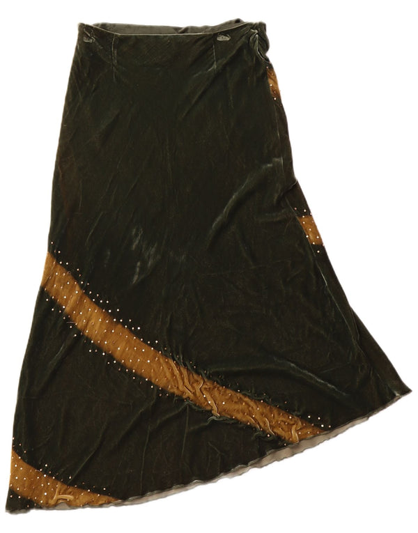 NOUGAT Womens Asymmetrical Skirt Size 1 Small W26  Green Striped Viscose