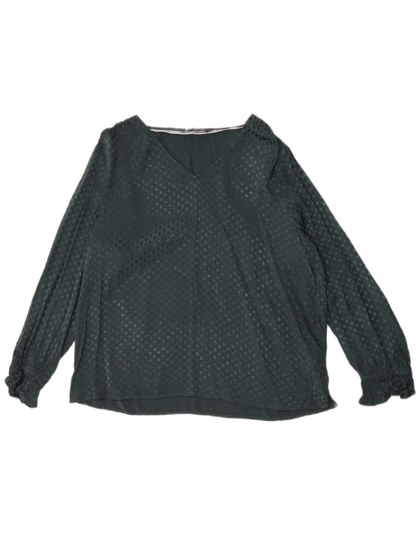 Crew Clothing Женская блузка с длинным рукавом, топ UK 12, средний зеленый горошек