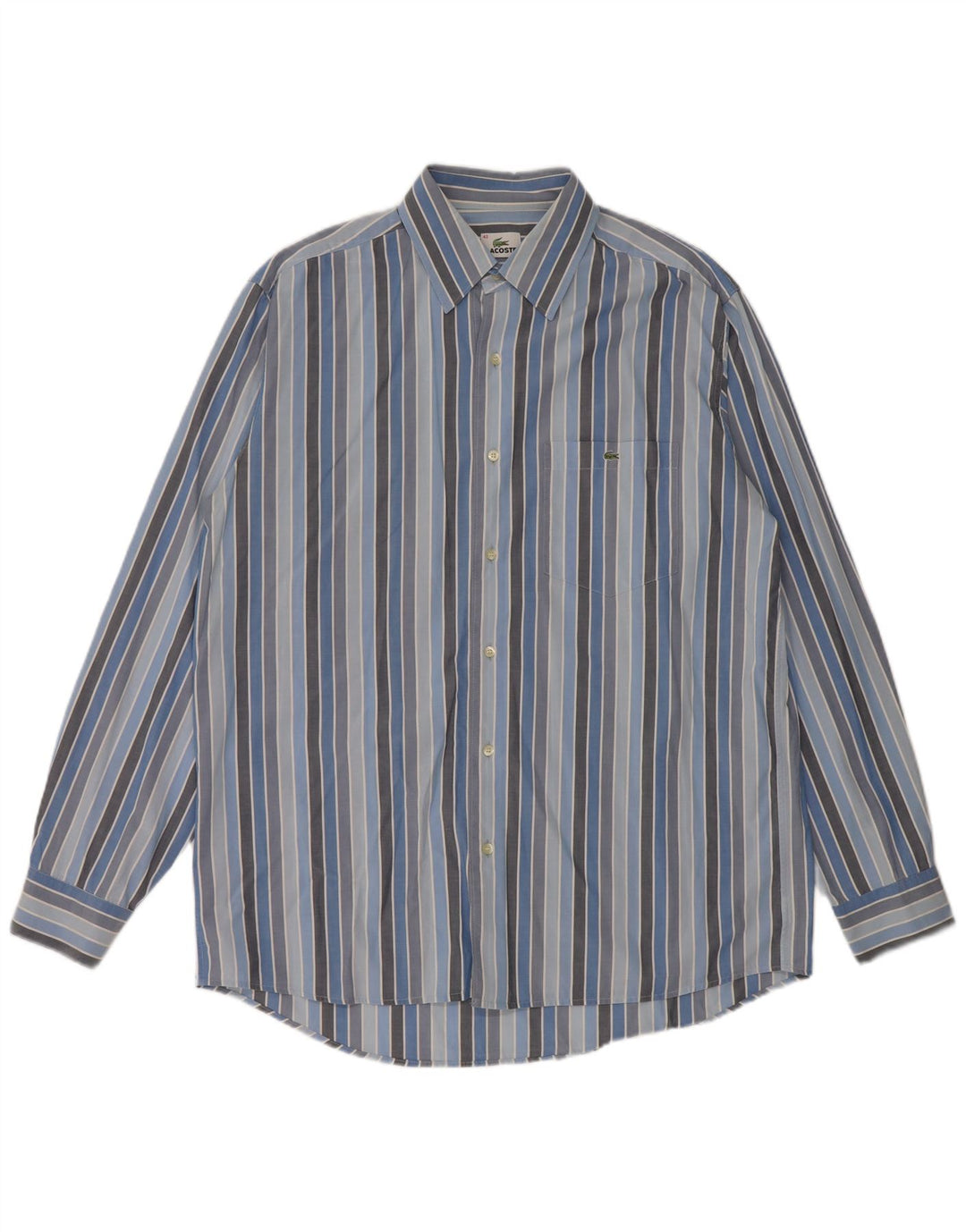 Мужская рубашка LACOSTE, размер 42, хлопок, большая синяя полоска