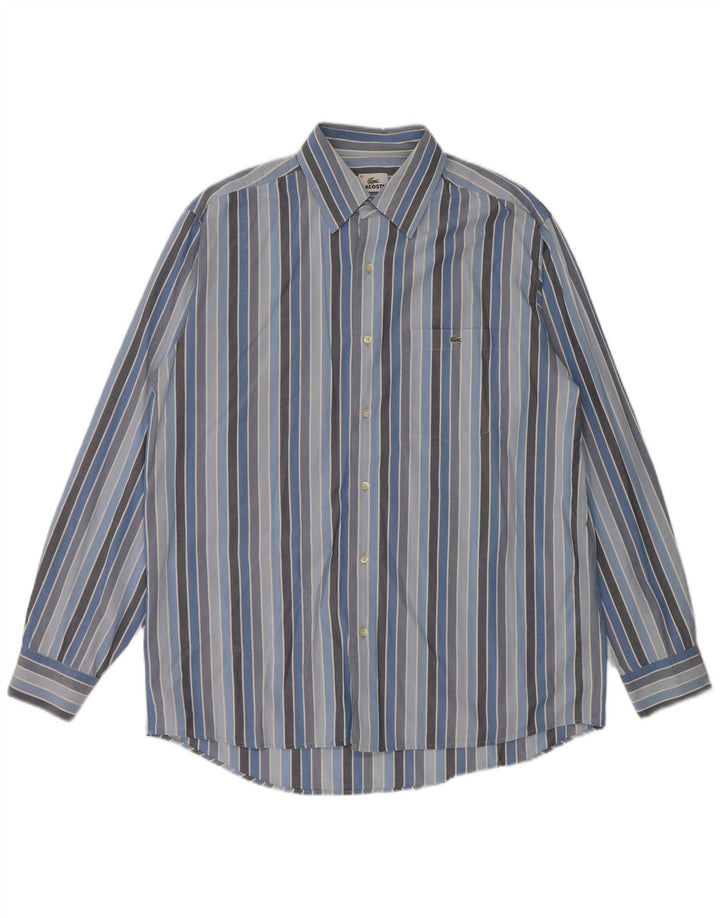 Мужская рубашка LACOSTE, размер 42, хлопок, большая синяя полоска