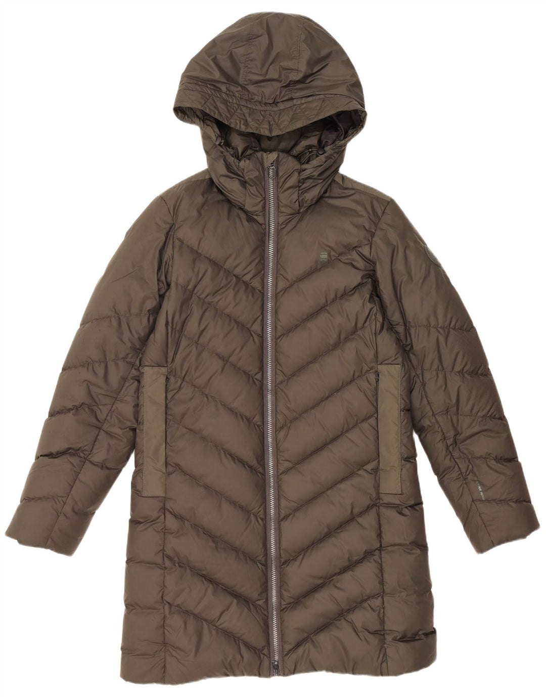 Женское стеганое пальто с капюшоном G-STAR UK 14, средний хаки, полиэстер