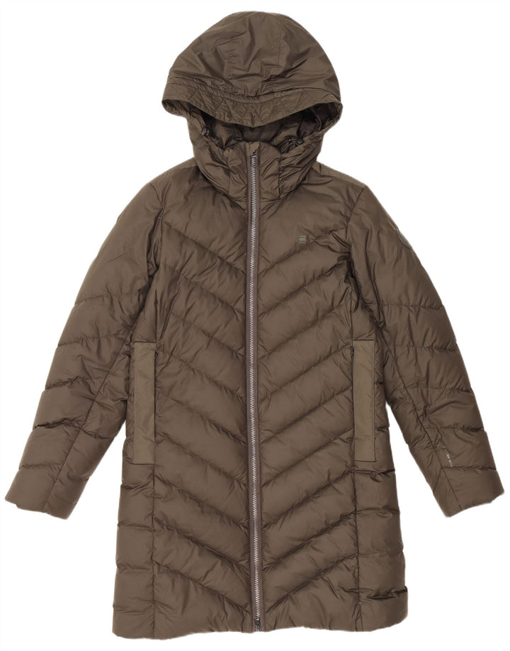 Женское стеганое пальто с капюшоном G-STAR UK 14, средний хаки, полиэстер