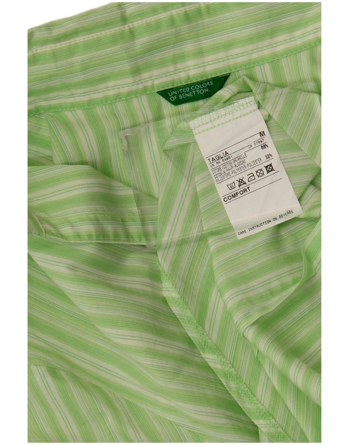 Рубашка женская BENETTON UK 12, хлопковая, в зеленую полоску среднего размера