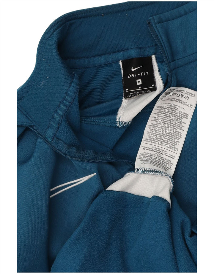 NIKE Mens Dri Fit Zip Neck Pullover Tracksuit Top Medium Blue Colourblock