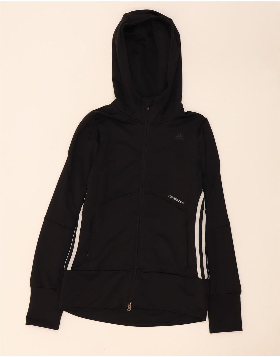 Женский свитер с капюшоном на молнии Adidas Clima 365 UK 12, средний черный, полиэстер