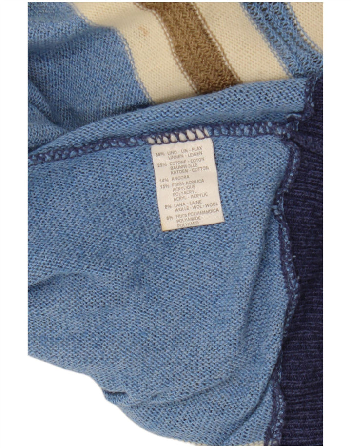 ВИНТАЖНЫЙ женский джемпер с вырезом «лодочка», Великобритания, 12, средний, в разноцветную полоску