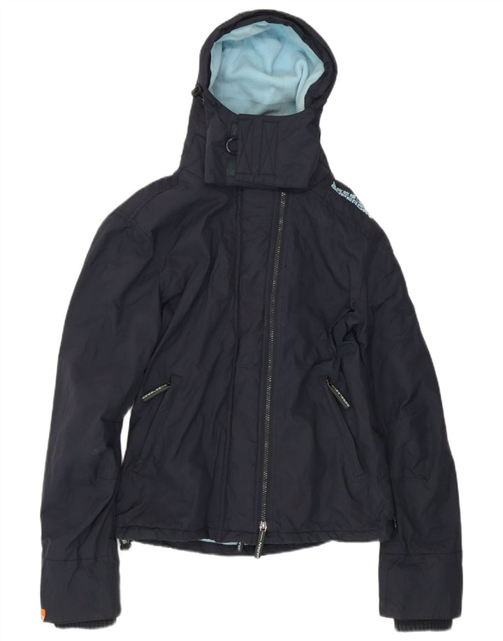 Женская ветровка с капюшоном Superdry UK 14, средний темно-синий нейлон