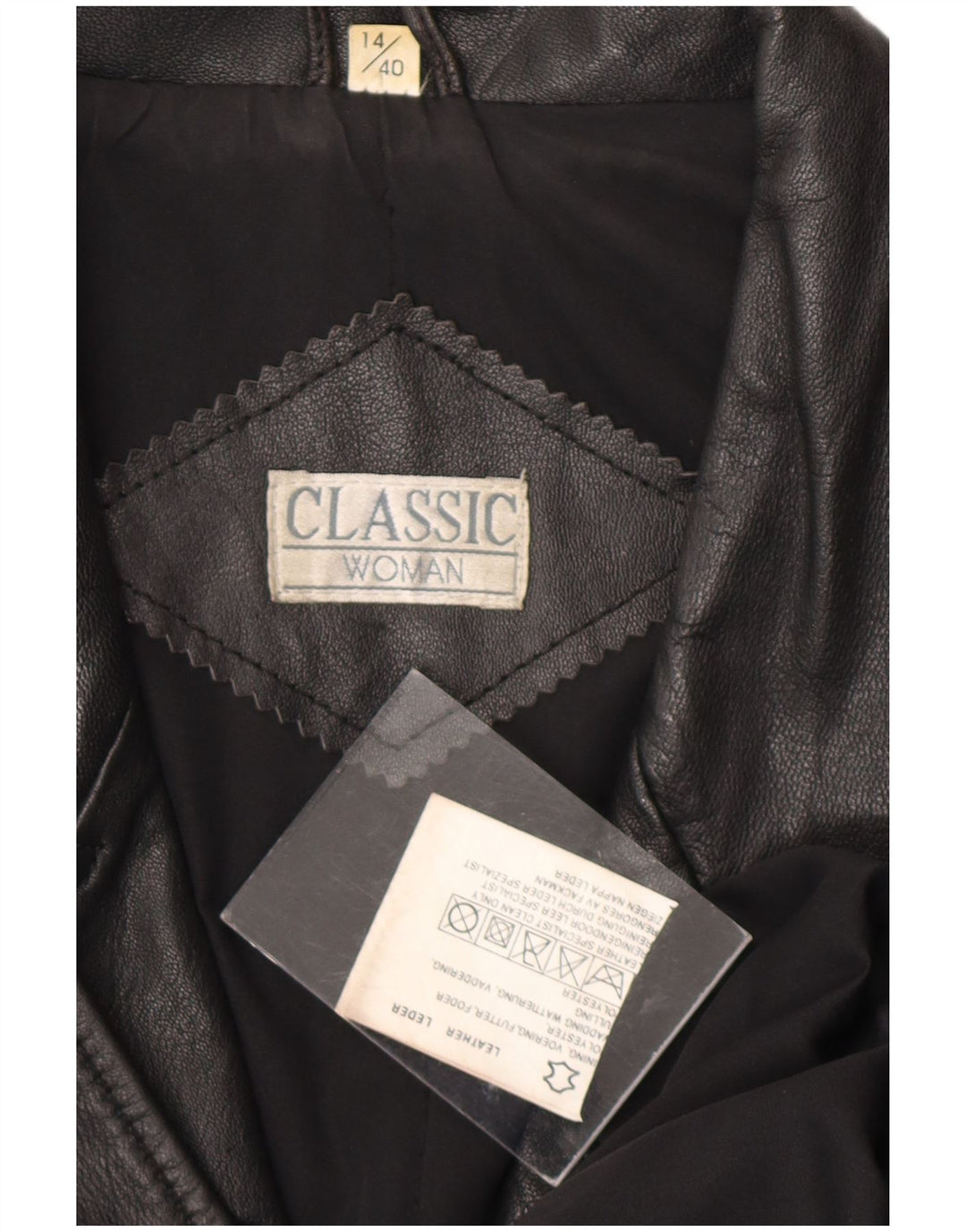 CLASSIC Womens Leather Coat UK 14 Large Black Leather