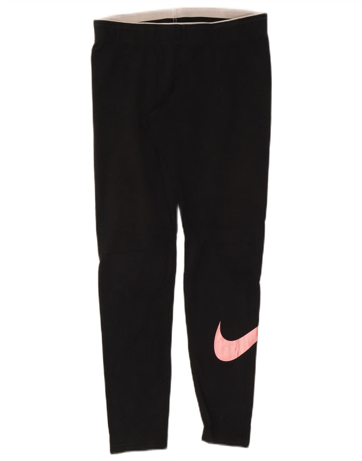 Женские леггинсы с рисунком Nike UK 12, хлопковые, средние, черные