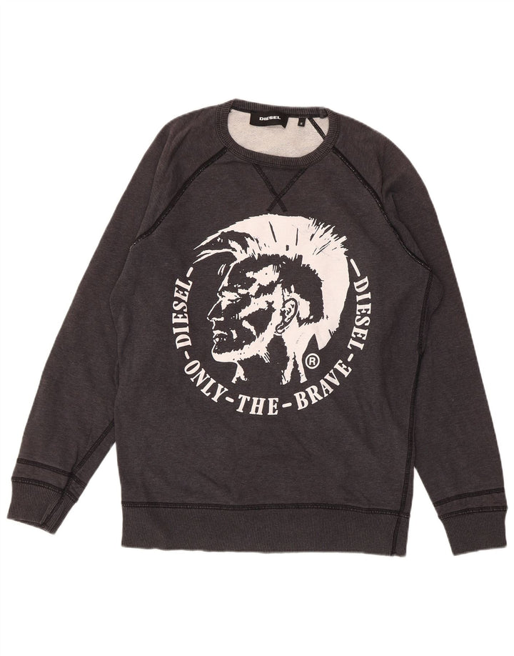 Мужской свитшот с рисунком DIESEL, маленький серый хлопковый джемпер