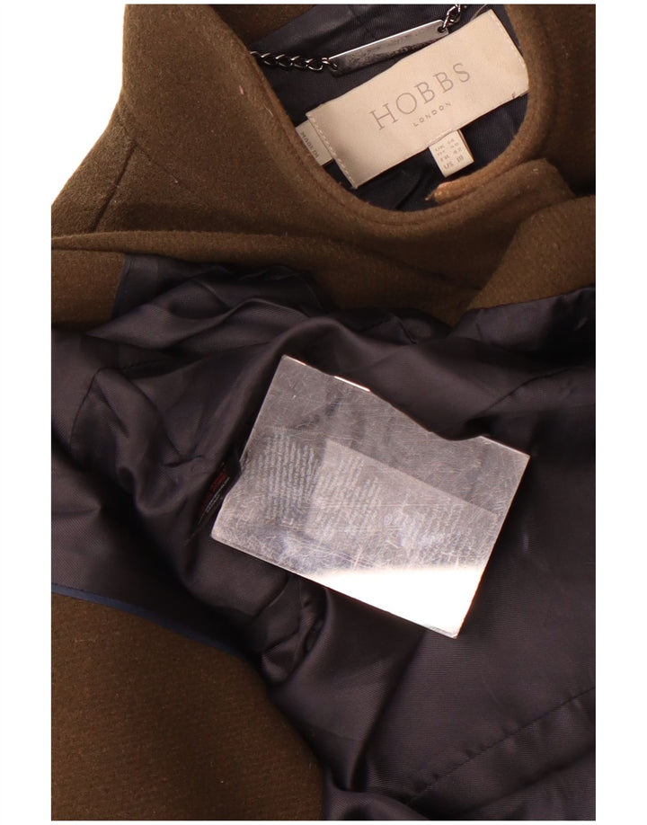 Женское пальто Hobbs UK 14, большое шерстяное пальто цвета хаки