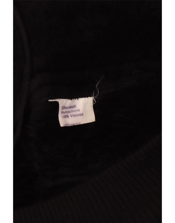 ВИНТАЖНАЯ Женская куртка из шерпы UK 12, средний черный, вискоза