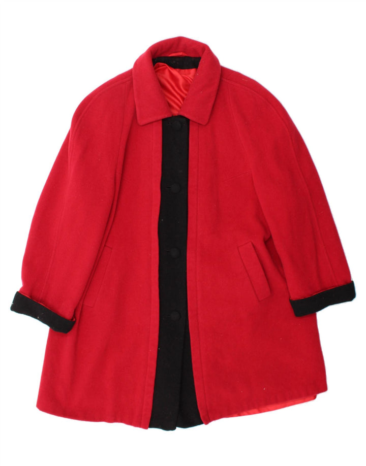 VINTAGE Womens Overcoat UK 16 Large Red Colourblock Wool Vintage Vintage and Second-Hand Vintage from Messina Hembry 