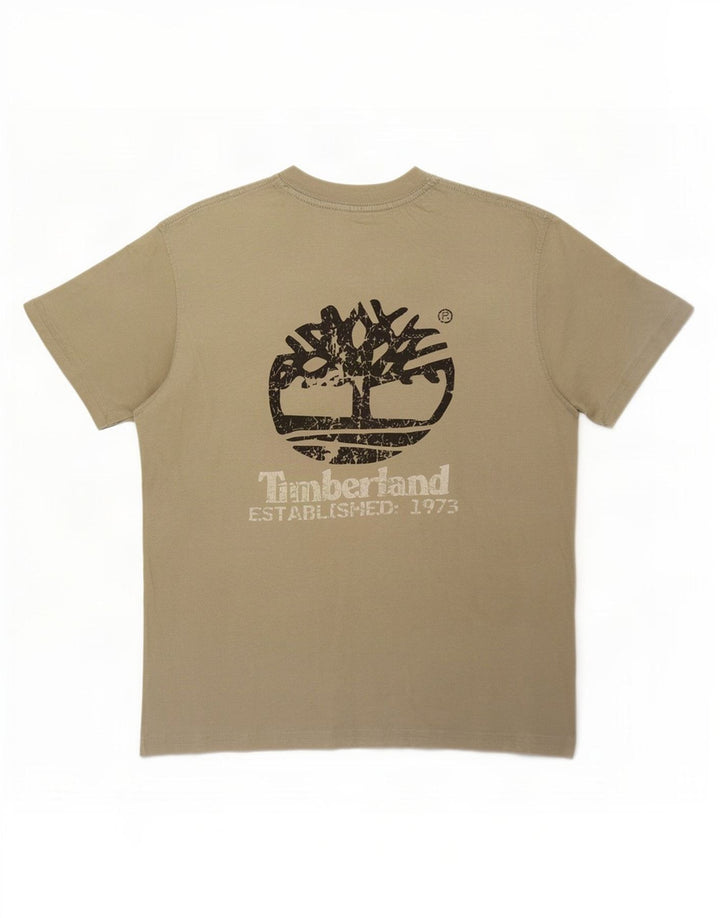 Мужская футболка с рисунком Timberland, маленький размер, цвет хаки, хлопок