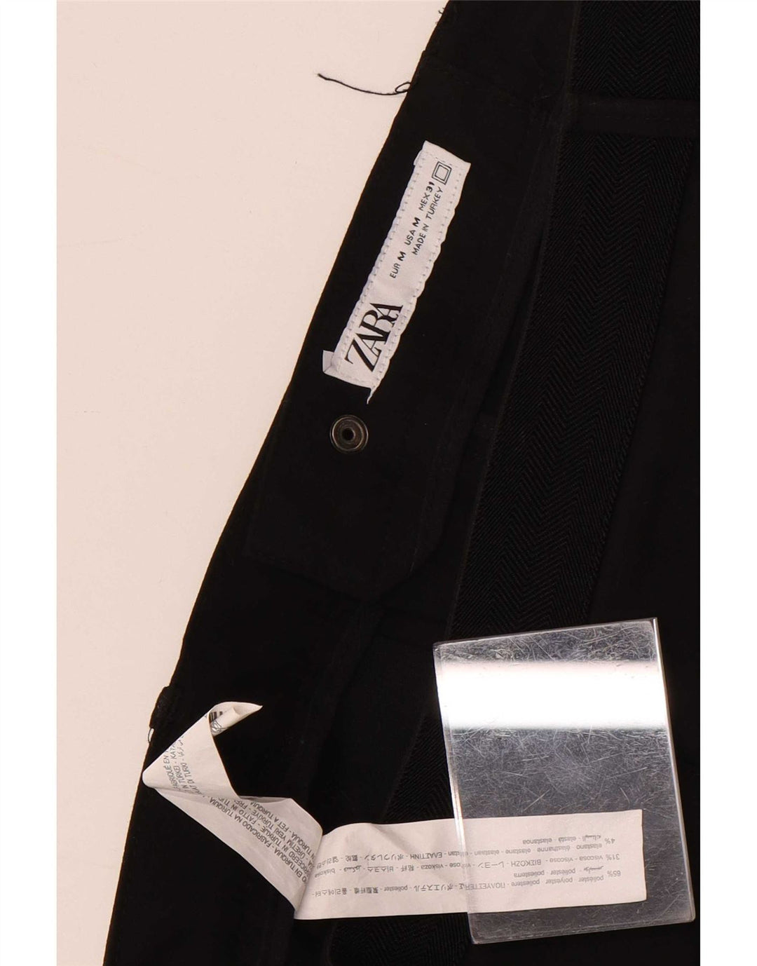 Мужские узкие брюки Zara Medium W31 L29, черный полиэстер