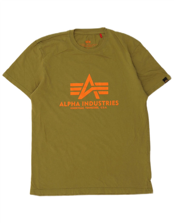 Мужская футболка с рисунком Alpha Industries, средний цвет, хаки, хлопок
