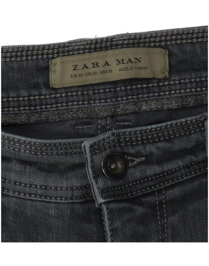 Мужские узкие джинсы Zara EU 42, большие W32 L28, серые, хлопок