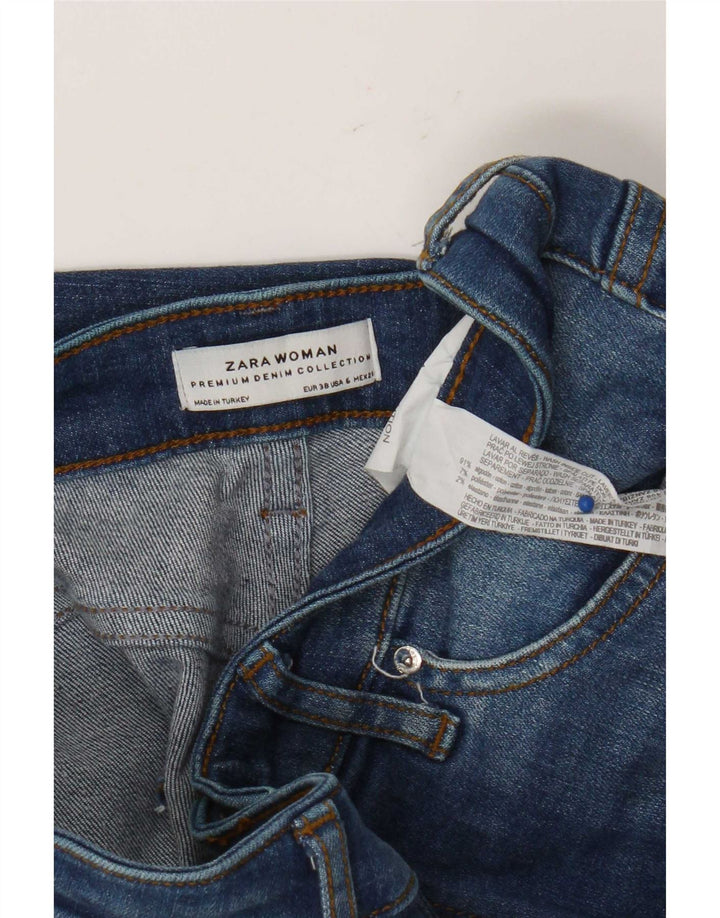 Женские расклешенные джинсы Zara EU 38, маленькие W28 L32, синие, хлопок