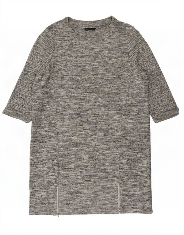 Женское платье прямого кроя с рукавом 3/4 Marks & Spencer, Великобритания 20, 2XL, серое в крапинку